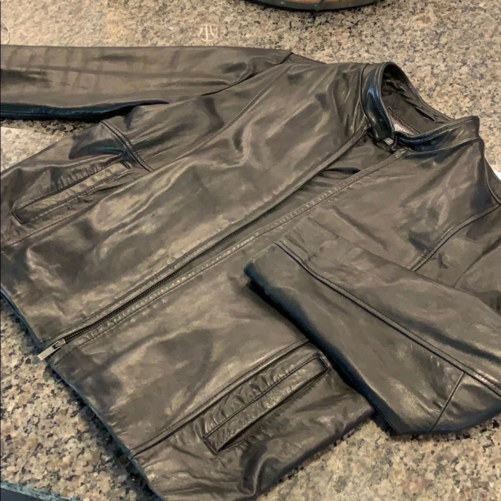 XL Black Leather Kenneth Cole Reaction coat